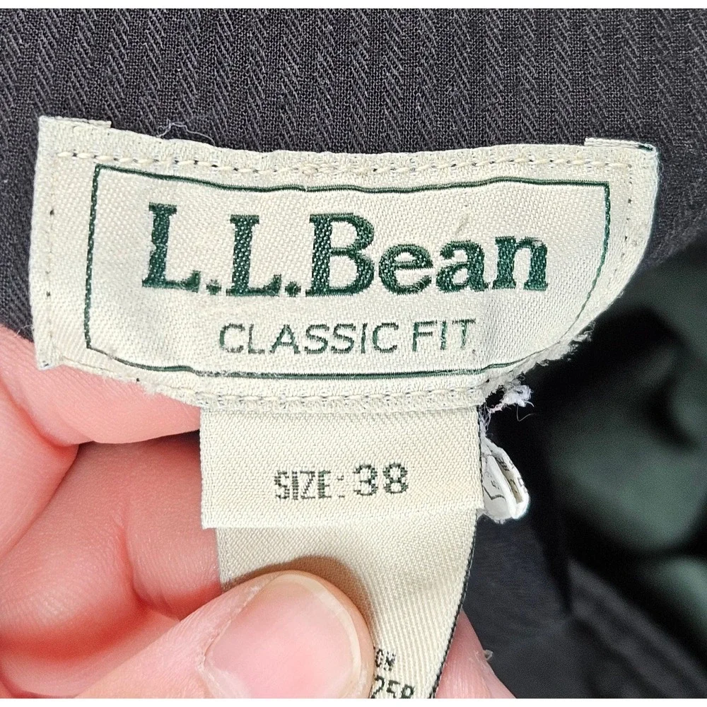 LL Bean Corduroy Pants Mens 38x29.5 Green Classic Fit Pleated Cotton Casual